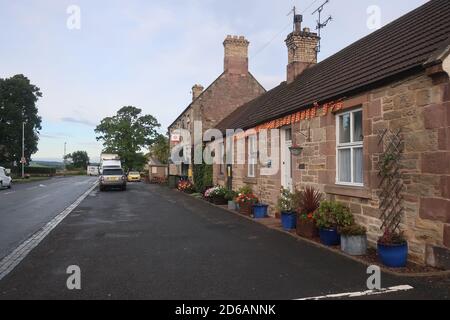 Die anglo-schottische Grenze. Cornhill. Northumberland. England. Großbritannien. VEREINIGTES KÖNIGREICH Stockfoto