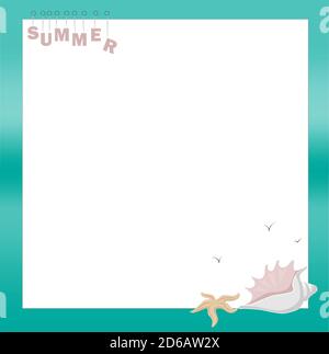 Schöner Meerrahmen mit Muscheln. Vektorgrafik Stock Vektor