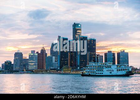 Wolkenkratzer im Bundesstaat Detroit United. Stockfoto