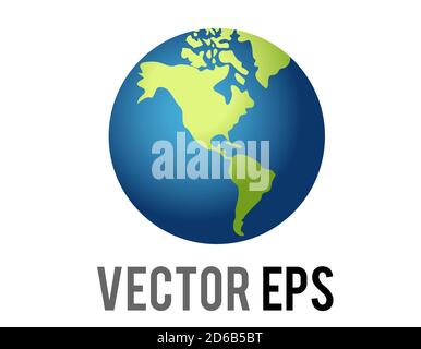 Der isolierte Vektorglobus mit dem Symbol Nord- und Südamerika in Grün gegen den blauen Ozean stellt verschiedene Inhalte bezüglich des Nein dar Stock Vektor