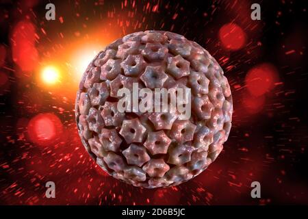 Infektionskrankheit Herpes simplex Viruszellen konzeptionelle 3D-Abbildung Stockfoto