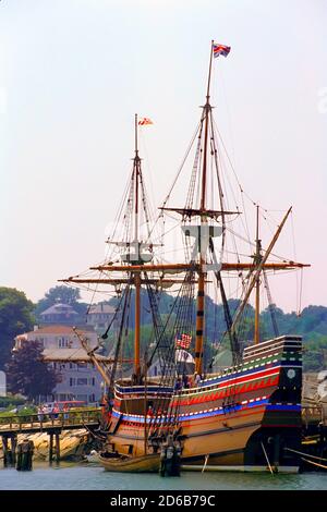 Mayflower II, Plymouth, Massachusetts Holzschiff Stockfoto