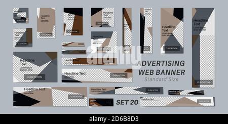 Vektor-Set Bündel Werbung Web-Banner Standardgröße. Geometrische Hintergrund Illustration Design Stock Vektor
