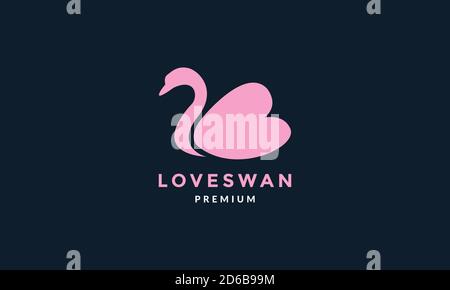 Vogel Schwan oder Gans mit Herz Liebe Logo Vektor Illustration Design Stock Vektor