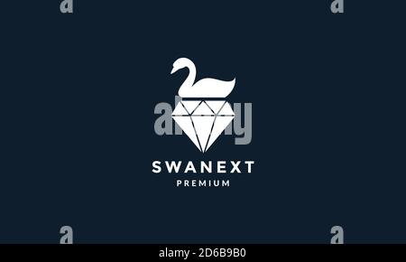 Vogel Schwan mit Diamant-Logo Vektor Illustration Design Stock Vektor