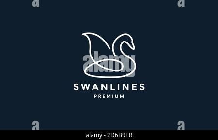 Vogel Schwan oder Gans Linie einzigartige minimalistische Logo Vektor Illustration Design Stock Vektor