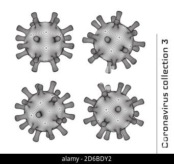 Satz von 3d-Vektor Coronavirus Zeichen oder Symbole für Sekunde Illustrationen zu Wellenpandemien und medizinische Broschüren Stock Vektor