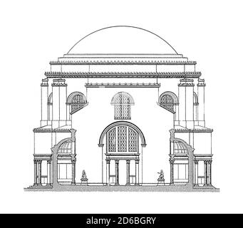 Stich aus dem 19. Jahrhundert des Tempels der Minerva Medica in Rom, Italien. Illustration veröffentlicht in Vergleichende architektonische Formenlehre von Carl SC Stockfoto