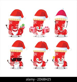 Weihnachtsmann Emoticons mit roten weihnachts Socken Cartoon-Charakter Stock Vektor