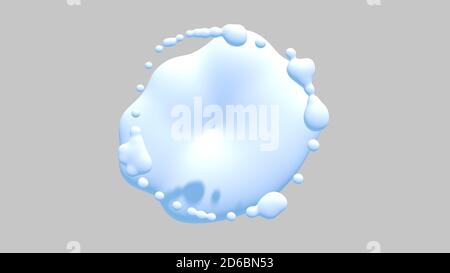 Blaue Spritzer Tropfen graue Stimmung. 3D-Rendering Stockfoto