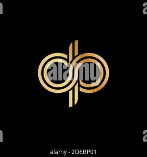Kleinbuchstaben d und p. flaches Design in einem goldenen Farbton für ein Logo, eine Marke oder ein Logo. Vektorgrafik Stock Vektor