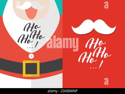 Weihnachtsmann mit Ho-Ho-Ho-Text Grußkarten. Vektorgrafik Stock Vektor
