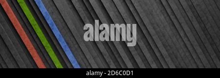 Schwarz und bunt Diagonal Streifen 3D Muster Hintergrund Stockfoto