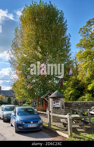 Flaggen im Arbor Tree bei Aston auf Clun, bei Clun, Shropshire Stockfoto