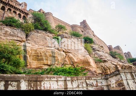 Mehrangarh oder Mehran Fort, in Jodhpur, Rajasthan gelegen, ist eine der größten Festungen in Indien. Stockfoto