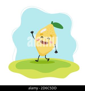 Lemon niedlichen Charakter, Vektor-Illustration für Kinder im Cartoon-Stil Stock Vektor