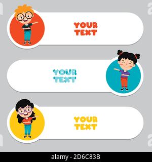 Lustige Kind Präsentiert Und Zeigt Stock Vektor