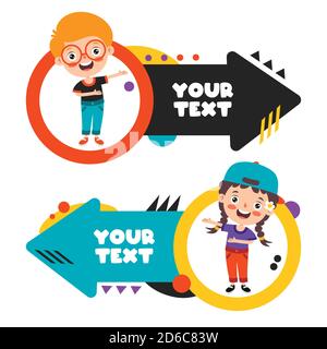 Lustige Kind Präsentiert Und Zeigt Stock Vektor