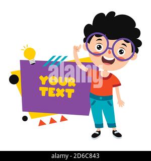 Lustige Kind Präsentiert Und Zeigt Stock Vektor
