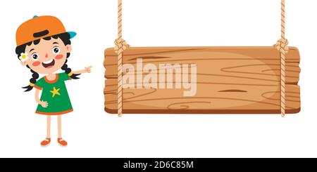 Lustige Kind Präsentiert Und Zeigt Stock Vektor