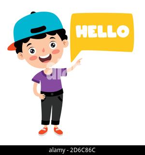 Lustige Kind Präsentiert Und Zeigt Stock Vektor