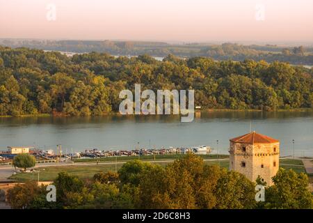 Serbien, Belgrad, Blick von Belgrad Festung der Unterstadt - Nebojsa Turm und Donau Stockfoto