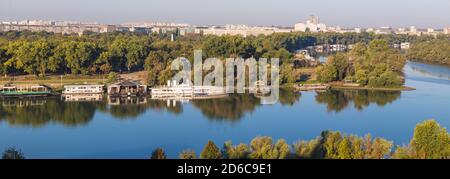 Serbien, Belgrad, Blick auf den Zusammenfluss von Save und Donau Stockfoto