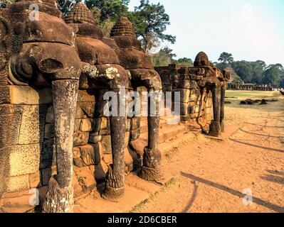 Elephant Terrace Angkor Thom in Siem Reap, Kambodscha. Stockfoto