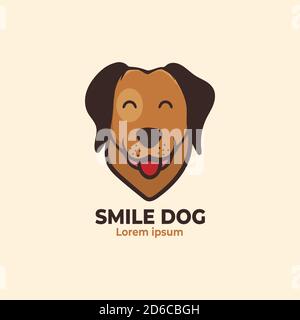 Smile Dog Face Logo. Hund Kopf Cartoon. Vektorgrafik Stock Vektor