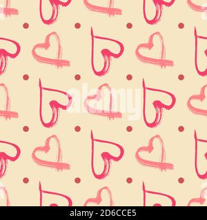 Vektor nahtlose Muster mit Grunge Aquarell Herzen. In rosa Farben. Stock Vektor