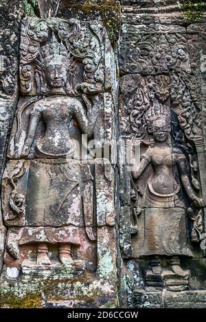 Apsara Devas Tempel Angkor Thom Kambodscha. Stockfoto