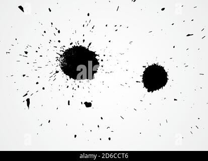 Grunge schwarze Textur mit Aquarell-Blots auf weißem Hintergrund. Vektorgrafik. Stock Vektor