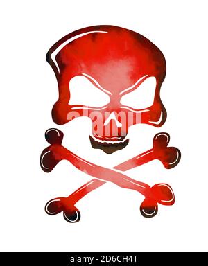 Totenkopf rot mit Knochen. Vektorgrafik Stock Vektor