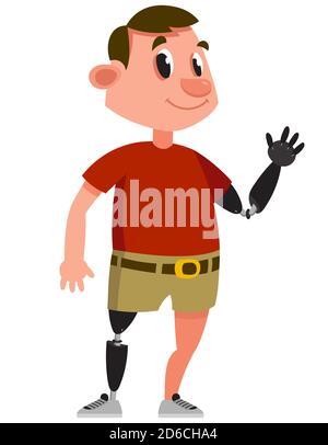 Mann mit Arm und Bein. Männliche Figur im Cartoon-Stil. Stock Vektor