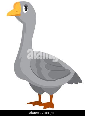 Gander Seitenansicht. Bauernhof Tier im Cartoon-Stil. Stock Vektor