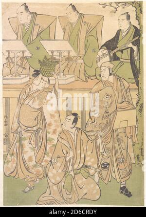 Ichikawa Danjuro Fünfte als Kyo no Jiro verkleidet als Dekuroku byoe der Stree Puppentheater-Showman, ca. 1788. Stockfoto