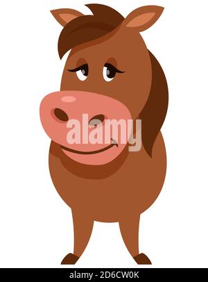 Stehen niedliches Pferd. Bauernhof Tier im Cartoon-Stil. Stock Vektor