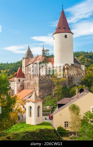 Berühmte tschechische mittelalterliche Burg von Krivoklat, Zentral-Tschechische Republik Stockfoto