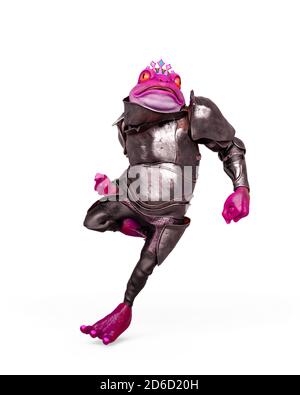 lord Frog tun einige Aktion in weißem Hintergrund, 3d-Illustration Stockfoto