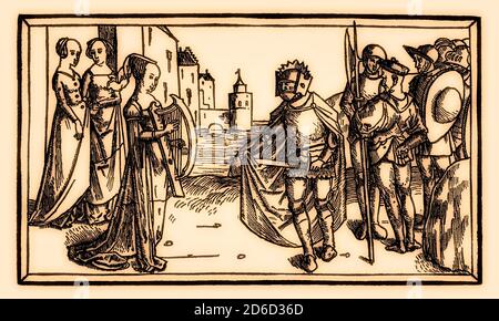 Ein Blatt aus der Lübecker Bibel, 1494, Holzstich von Steffen Arndes Stockfoto