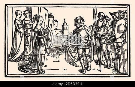 Ein Blatt aus der Lübecker Bibel, 1494, Holzstich von Steffen Arndes Stockfoto