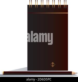 Notizbuch mit Bleistift schwarz im Bild Korporation Vektor illustration Design Stock Vektor
