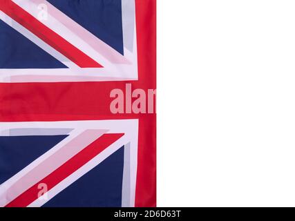 Stoffflagge des Vereinigten Königreichs als Hintergrund oder Textur Stockfoto