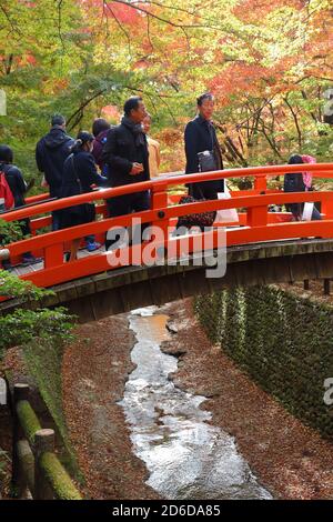 KYOTO, JAPAN - November 25, 2016: die Menschen besuchen Kitano Tenmangu Shrine Gärten in Kyoto, Japan. 19,7 Millionen ausländischen Touristen besucht Japan im Jahr 2015. Stockfoto