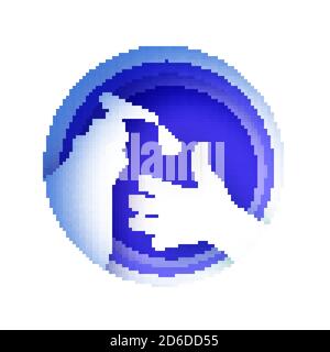 Hände Waschen. Tägliche Körperpflege. COVID-19 Hygiene-Angebot. Bitte waschen Sie Ihre Hände in Papierform. Blau. Stock Vektor