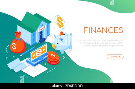 Finanzen und Banking - modernes isometrisches Webbanner Stock Vektor
