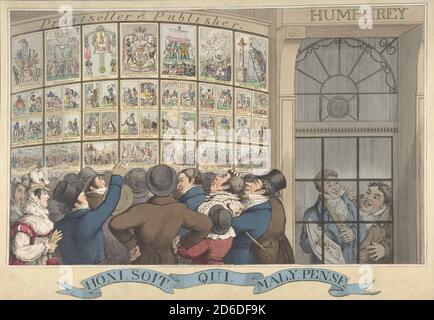 Honi. Soi. Qui. Mal. Y. Pense: The Caricature Shop of G. Humphrey, 27 St. James's Street, London, 12. August 1821. Stockfoto