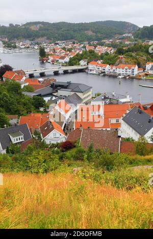 Mandal Fischerhafen Stadt in Vest-Agder Grafschaft in Norwegen. Stockfoto