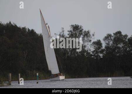 Segeln auf den Norfolk Broads Stockfoto