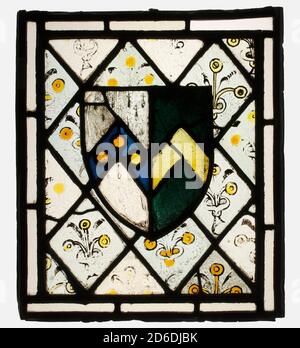 Glasmalerei mit Wappentier von Johnson, Britisch, ca. 1500. Stockfoto